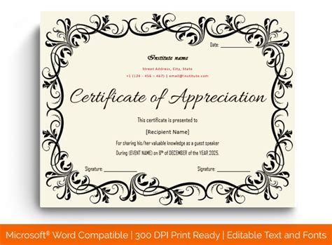 certificate of appreciation wording for guest speakers